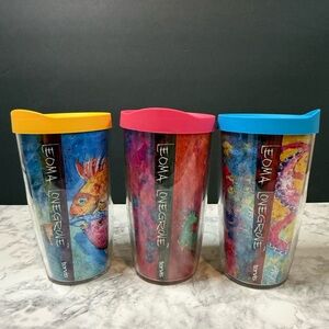 Tervis LEOMA LOVEGROVE  16 oz 3 Tumblers w/ Artistic Ocean Creatures Designs Set
